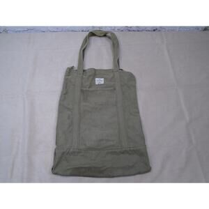 Typo Long Tote Bag Purse Cotton Green Top Handles Preppy Casual